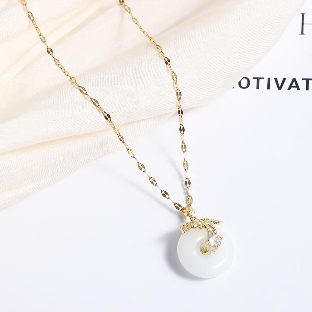 Augustina Safety Gesper Kalung Indah Retro Sederhana Imitasi Giok Kerah Rantai Perempuan Berlian Choker Gadis Wanita Rantai Klavikula