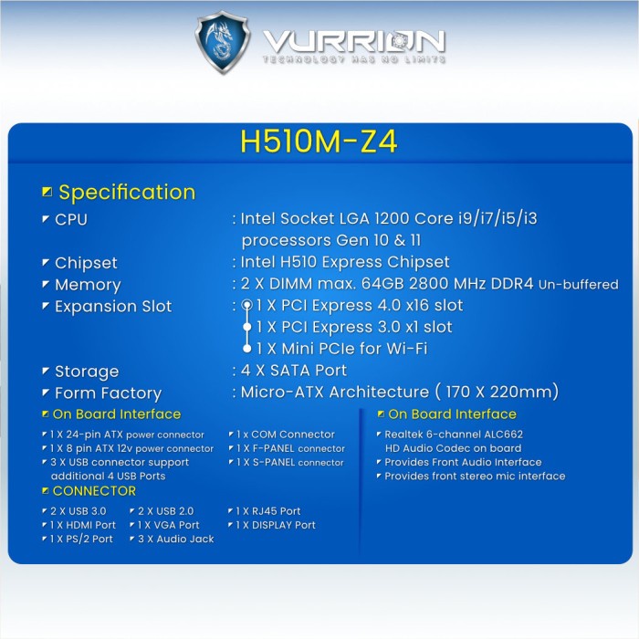 VURRION DURAVEL H510M-Z4 / Motherboard H510M - Z4 / Mainboard H510M