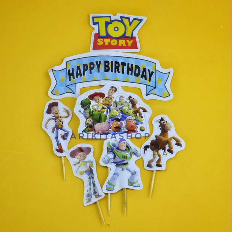 CAKE TOPPER HAPPY BIRTHDAY TOY STORY TUSUKAN KUE DEKORASI KUE ULANG TAHUN PROPERTI FOTO