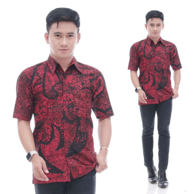 Kemeja batik pria modern kualitas original motif ukel sragam M L XL