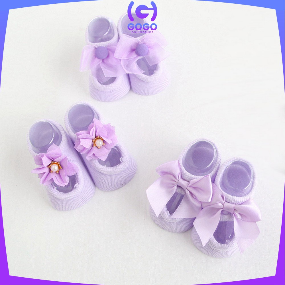 GOGO-P212 Kaos Kaki Pendek Bayi Cewek 3IN1 Motif Renda Bunga Pita Korean Style / Baby Sock Anak Perempuan Lucu Dapat 3 Pasang / Kaus Kaki Bahan Katun
