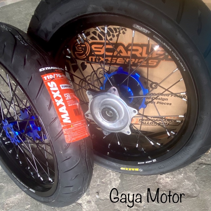 SEPAKET BAN SET  ,WHEELSET SUPERMOTO CRF KLX SUDAH INCLUDE BAN BISA REQUEST (Tinggal pakai)