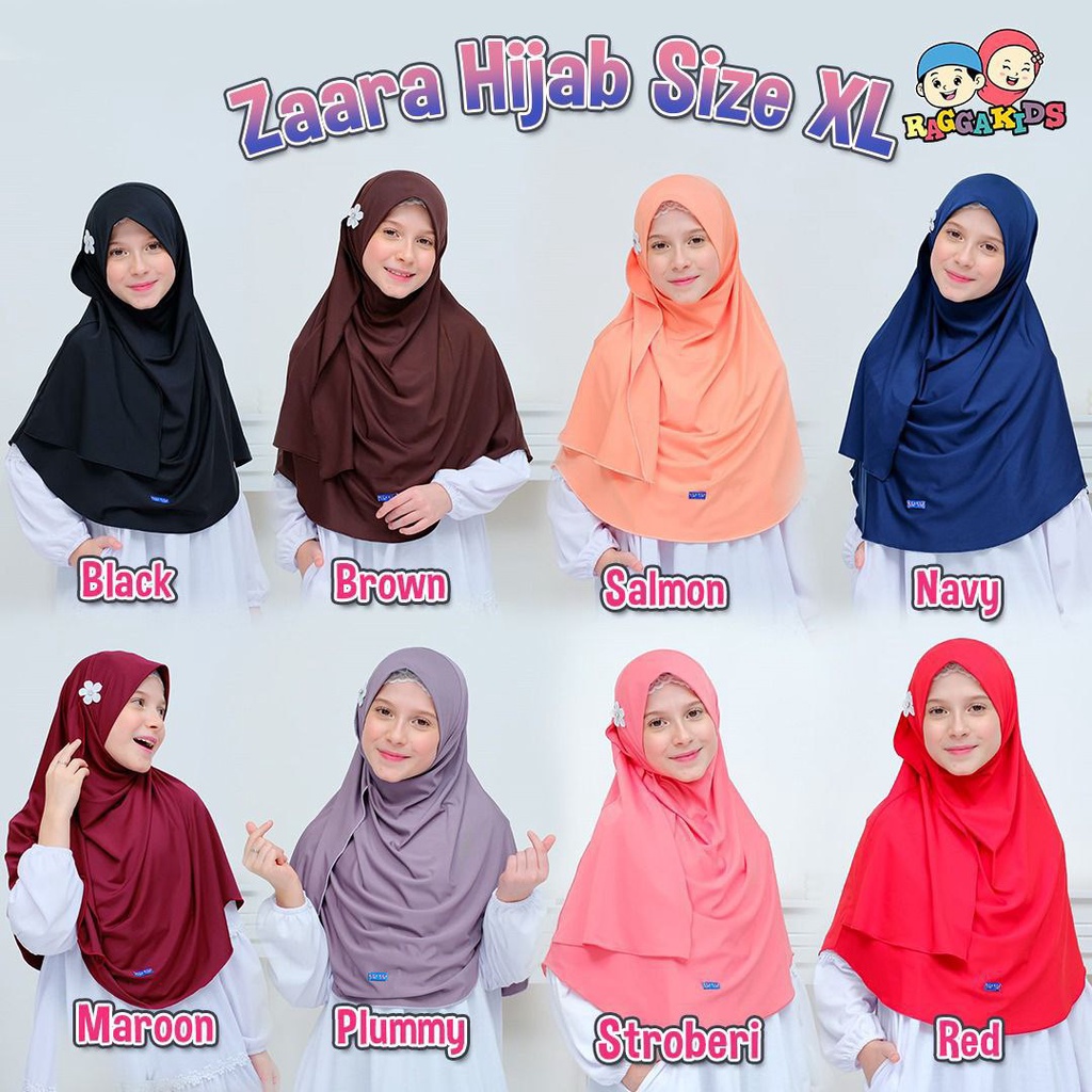 Zaara Hijab Raggakids size XL Jilbab remaja - Jilbab sekolah