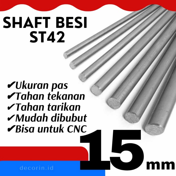 As Besi St42 15Mm X 100Cm Shaft Bulat Bukan Stainless Steel Mild Steel Murah