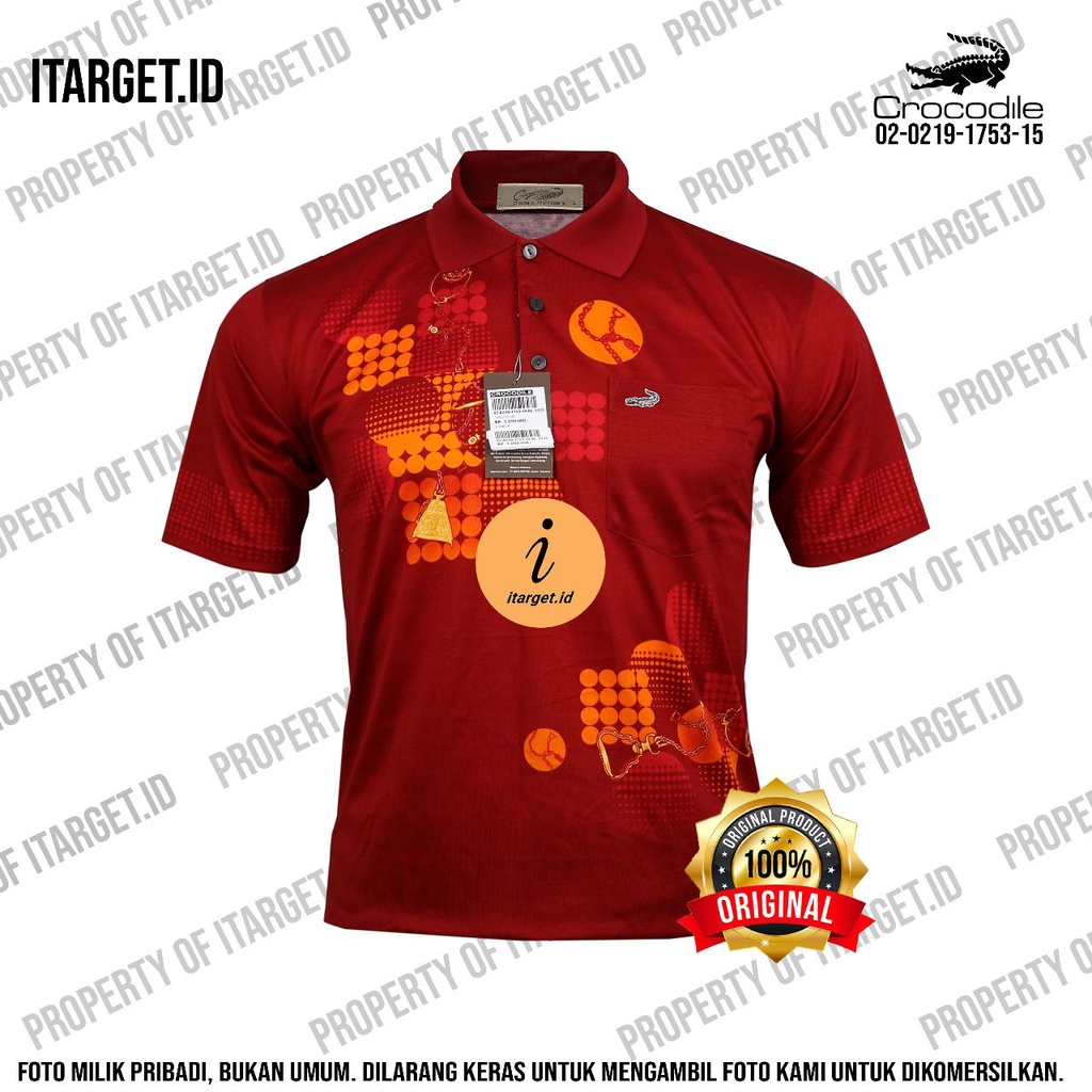 Merah Baru  Kaos Kerah Pria Crocodile Diamond / Platinum Katun HALUS 1753