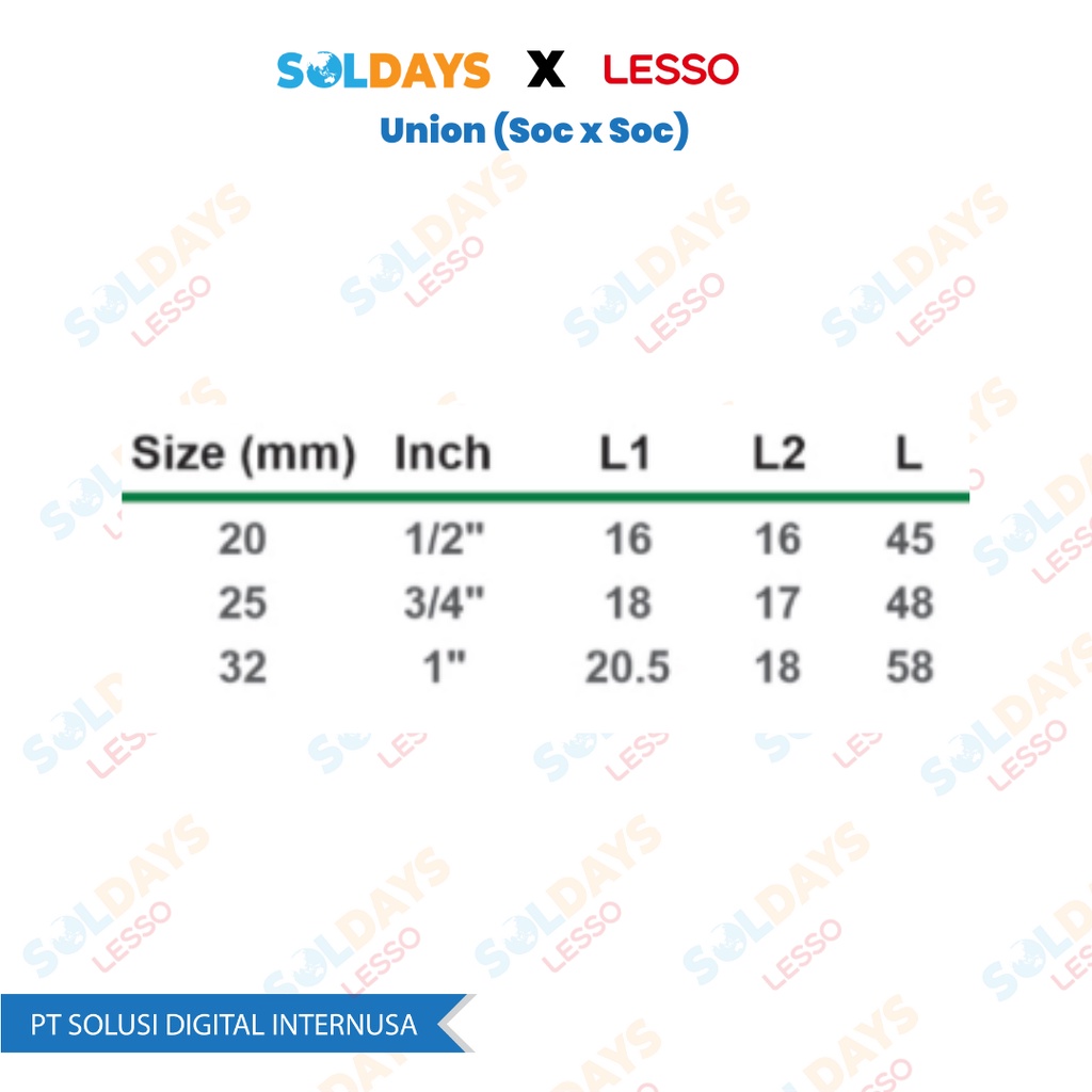 Lesso PPR Union II dn25 3/4&quot; / Soc x Soc Size 25 3/4 inch / PPR