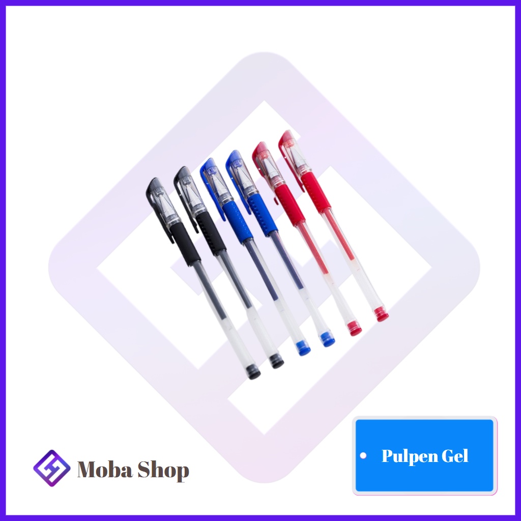 Pulpen Gel Ink 0.5Mm / Alat tulis sekolah (Merah / Hitam / Biru)