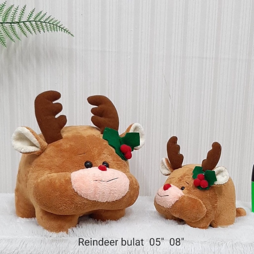 Boneka Rusa Acc Natal Size 8&quot;/23cm/kado natal/hiasan natal/Boneka Reinder/Boneka Natal/Boneka Reinder Bulat