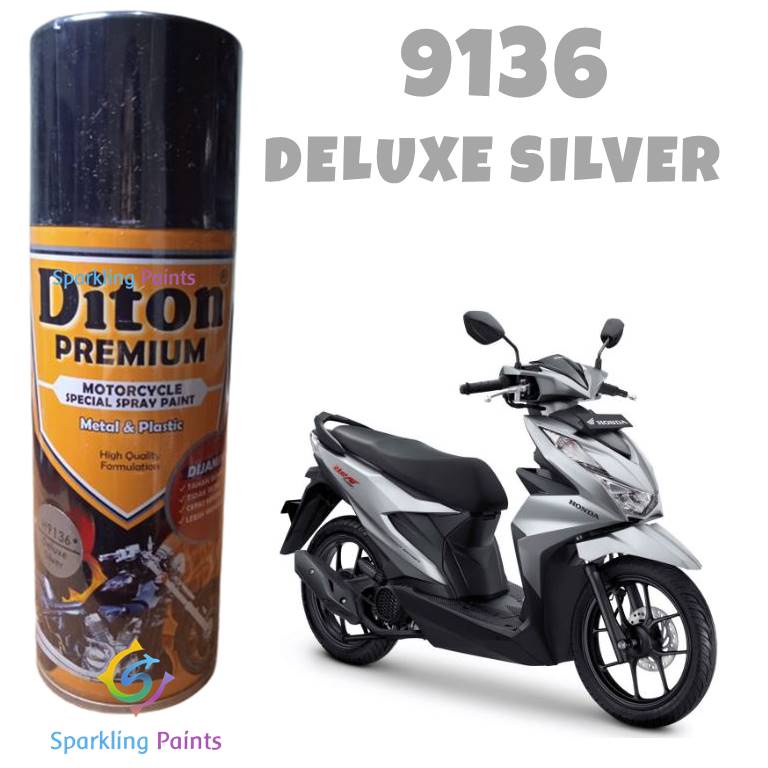 Pilox Diton Premium 9136 Deluxe Silver 400ml Cat Semprot Silver Honda Perak Silfer Silper Velg Body Motor Helm