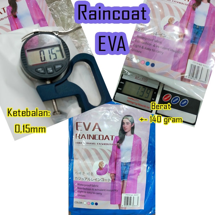 Jas Hujan EVA Jas Hujan Terusan EVA Dewasa Pria Wanita Raincoat PVC EVA Model Gamis Terusan Tebal