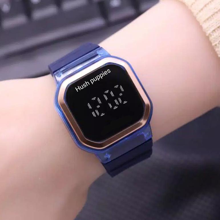 5X4 ✅Jam Tangan Wanita Pria Digital Segi Rubber LED Fashion Watch Sprot Warna Karet Jam    S1176