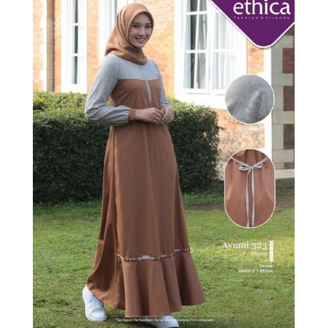 Ayumi 323 mocca  gamis Ethica Ayumi  New Arrival 2022