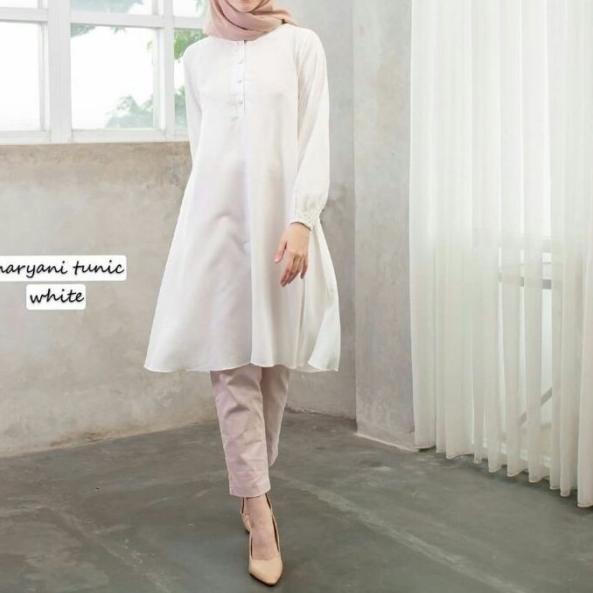 baju Tunik Remaja polos putih Long Tunik Tunik Rayon Fathin basic - mocca, M