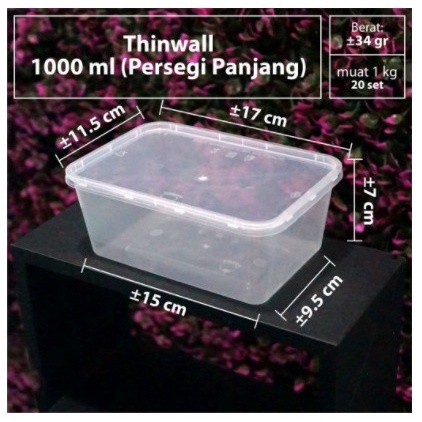 Thinwall REC 1000ml isi 10 - Kotak Makanan Persegi Panjang 1000ml