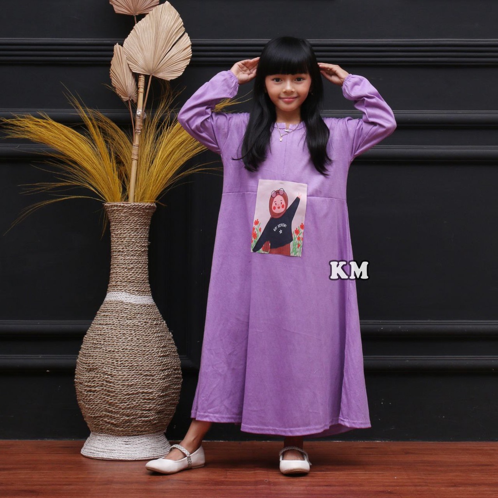 DRESS KAOS ANAK 9 - 10 MODEL KARAKTER KEKINIAN ADEM MURAH