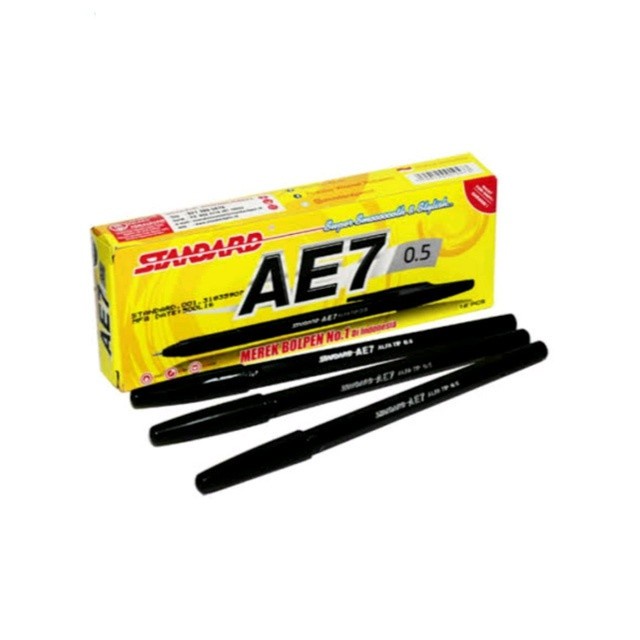 

RK Pulpen Standard AE7 0.5mm / Ballpoint Hitam Biru Merah / BOX ISI 12 PC