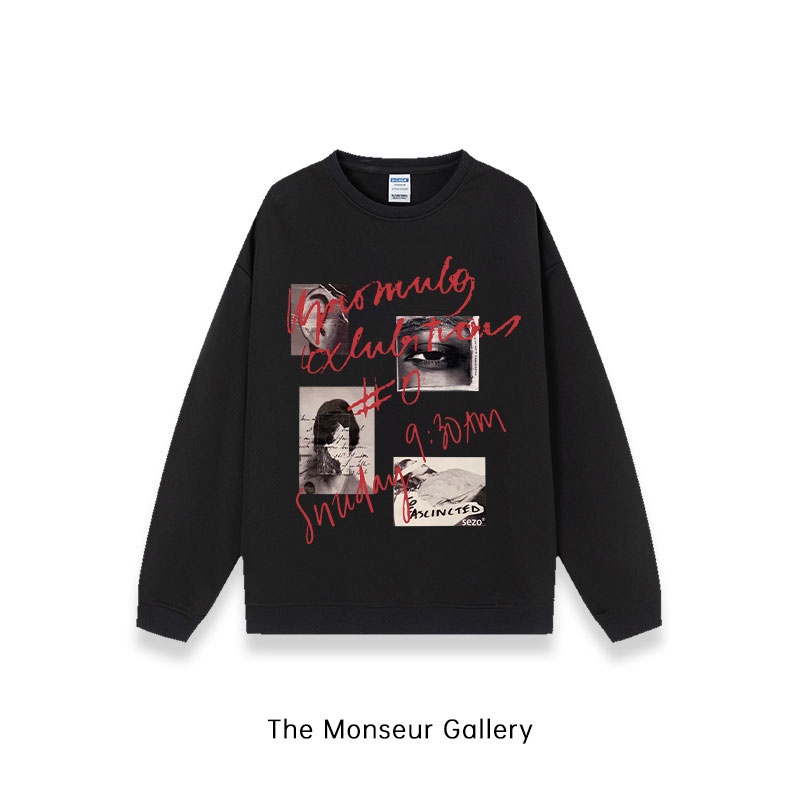 The Monseur Gallery Sweater Oversize American Retro | Sweater Hitam A0542