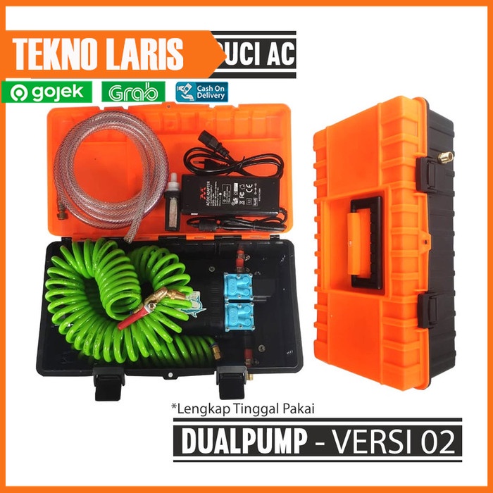 Termurah Paket V2 Pompa Dual Cuci Ac Portabel + Box Selang Spiral 12M