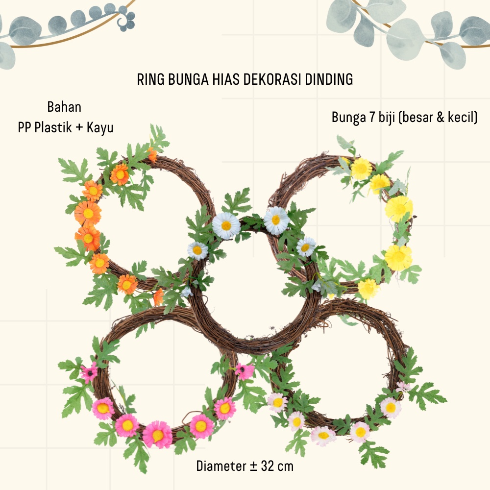 Ring Bunga Hias Plastik Dekorasi Dinding Pajangan Ornamen Rumah Tanaman Hias Artificial Flower Satu7an PBP125