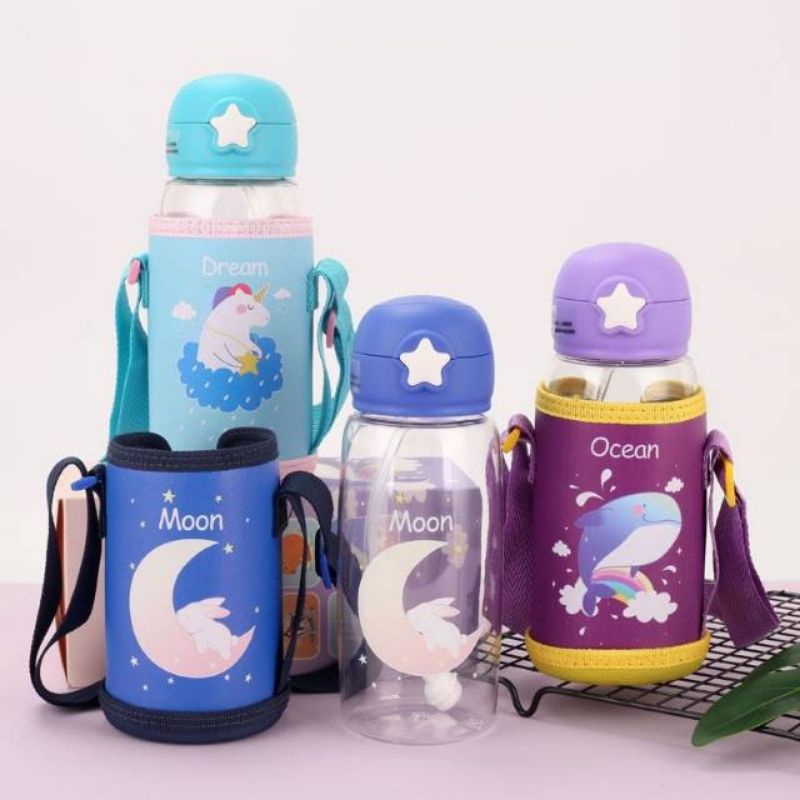 Botol Minum Anak Lucu Imut Children Pot 700ML BPA FREE Sedotan Dan Dapat Tas Botol Box