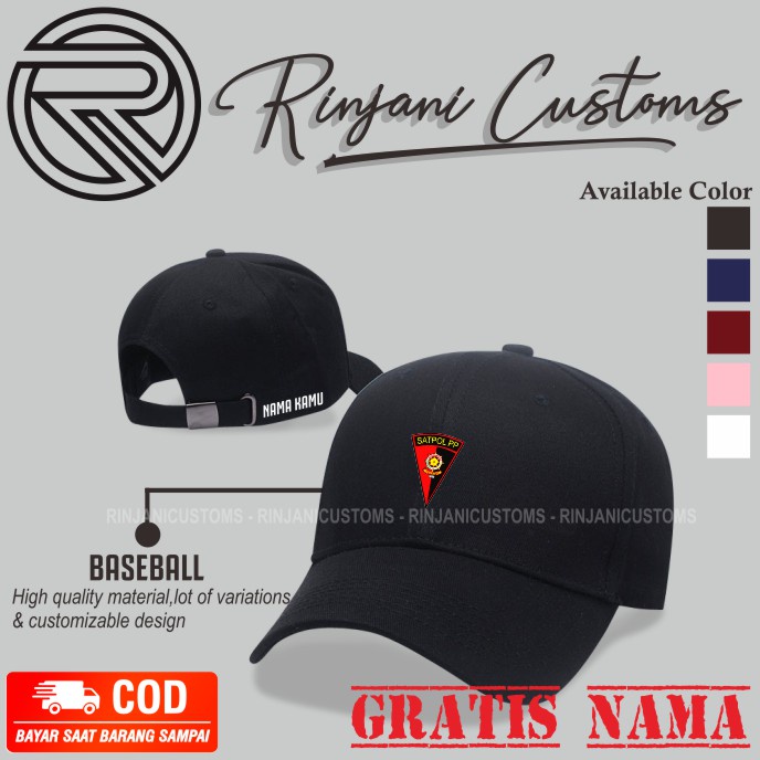 TOPI BASEBALL SATPOL PP GRATIS NAMA - TOPI POLISI PAMONG PRAJA - TOPI POL PP - TOPI PRAJA WIBAWA
