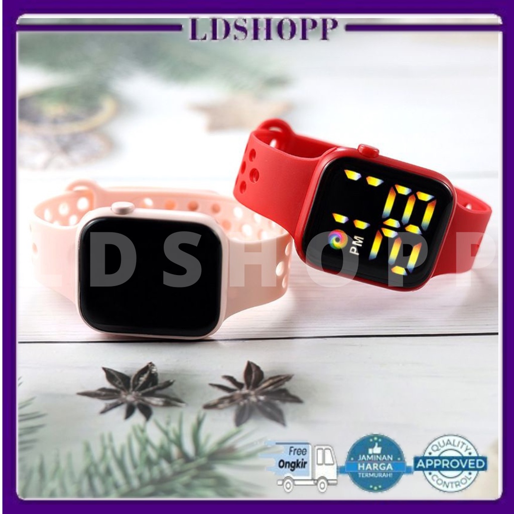 LDS J032 Jam Tangan Elektronik Fashion Rubber LED Digital Warna Rainbow Anti Air Termurah Import