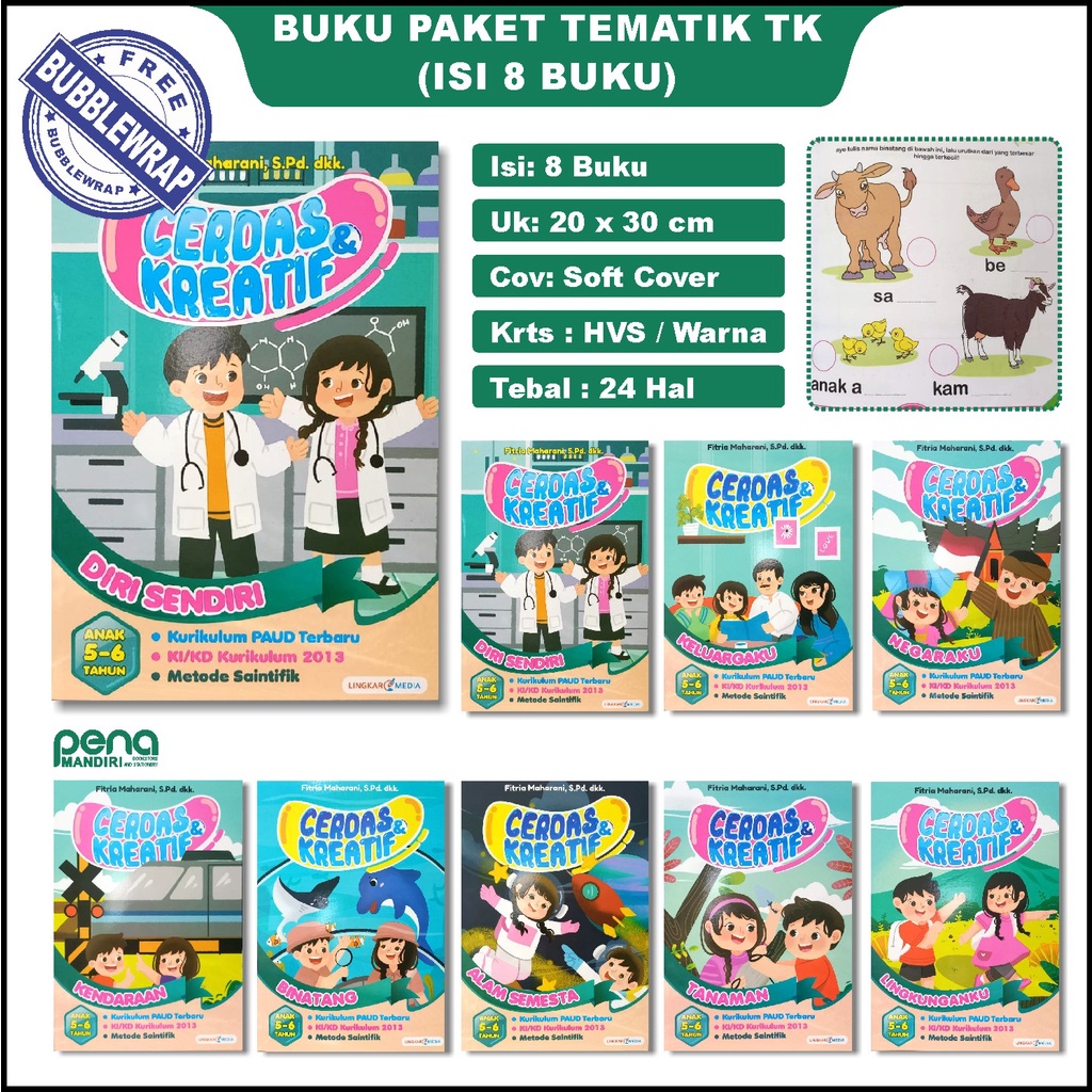 8 BUKU PAKET BELAJAR ANAK USIA 5 - 6 TAHUN / TK B UKURAN BESAR LM