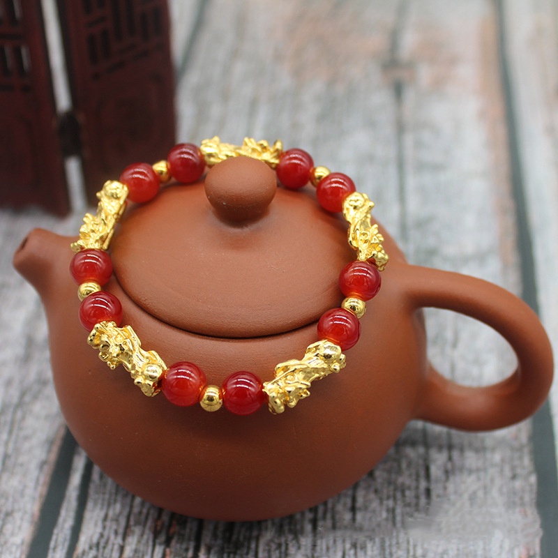 Gelang Manik-Manik Kristal agate Gaya China Untuk Pria Dan Wanita