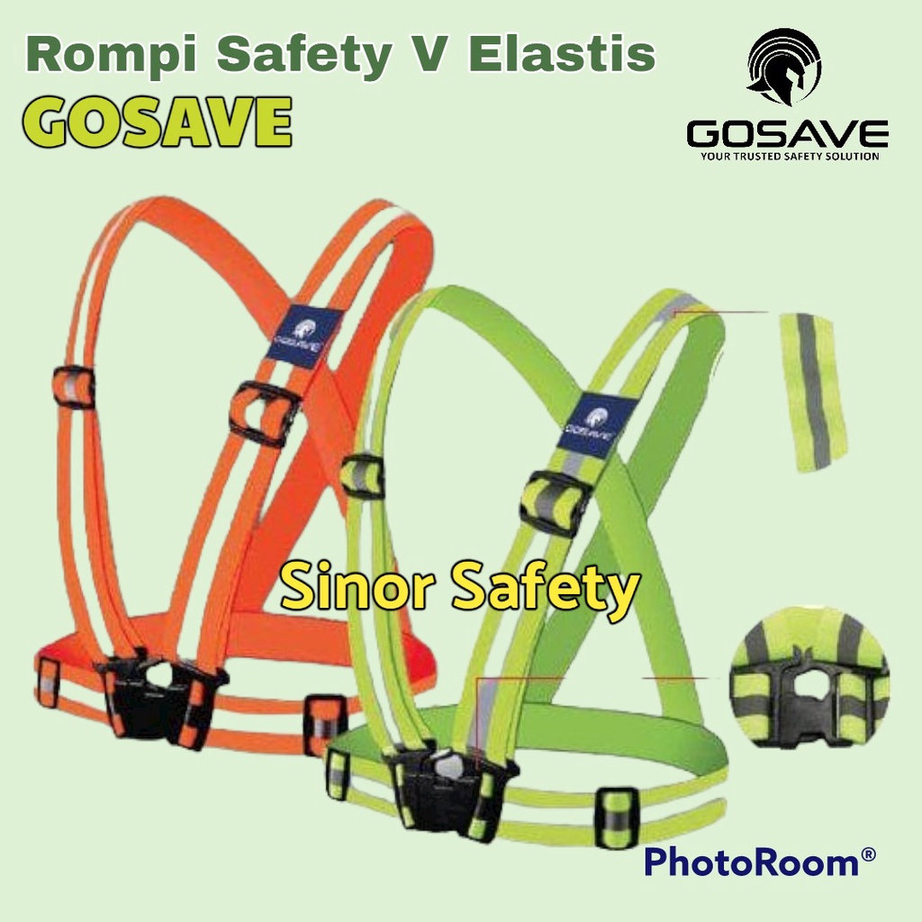 Rompi V Karet Elastis Proyek Reflective Strape Safety Sepeda dan Lari -  ORANGE dan HIJAU