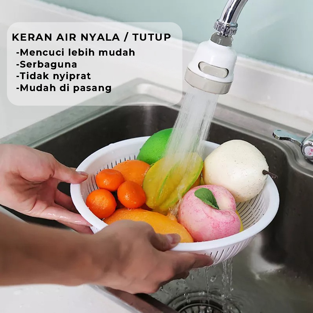 Sambungan Kran Air Keran Shower Switch Tombol ON OFF Faucet Putar 360 Derajat Alat Penyambung Ujung Kepala Kran Tempat Cuci Piring Tangan di Wastafel Dapur | GROSIRXPRESS