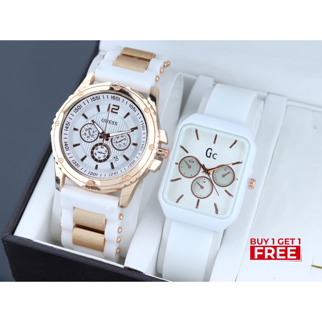 Jam tangan Wanita Strap Karet Tanggal Aktif Bonus Jam tangan Karet Analog Free Batrai