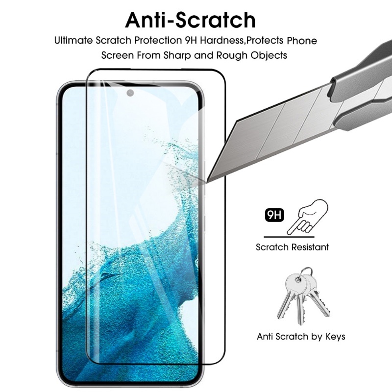 Pelindung Layar Tempered Glass Full Cover HD Anti Gores / Gelembung Untuk Samsung Galaxy S23 / S23 Plus