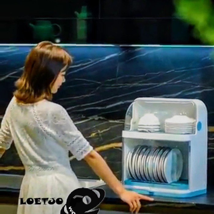 Rak Piring Rak Piring Plastik Dish Dryer Box Rak 2 Susun Tertutup Portable 6050