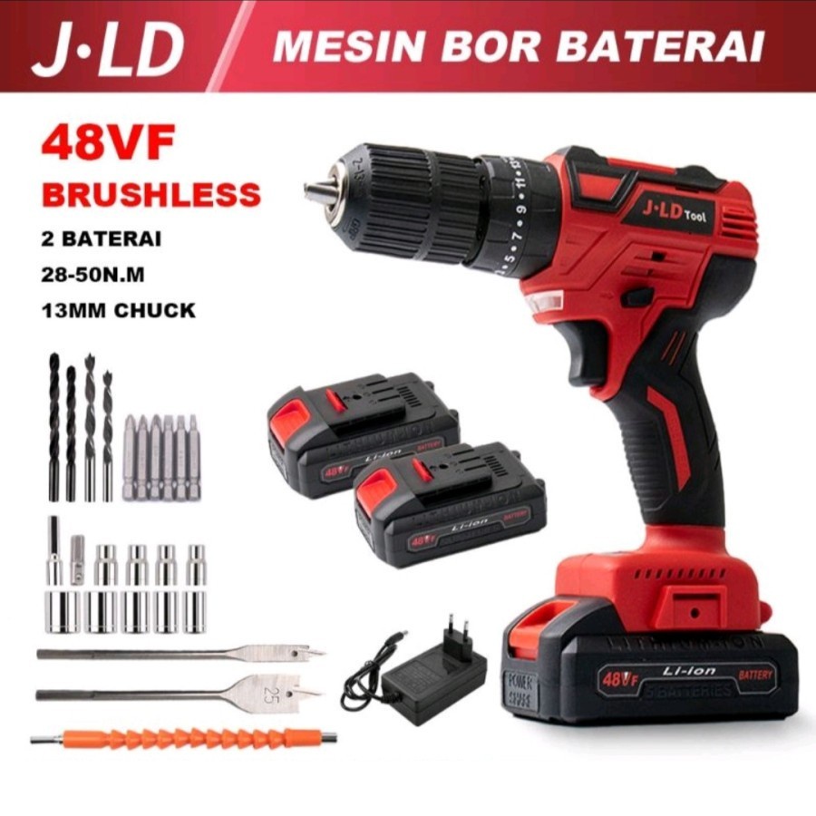 JLD MESIN BOR IMPACT CORDLESS 10MM/13MM BATEREI 36V/48V/36VF/48VF BRUSHLESS