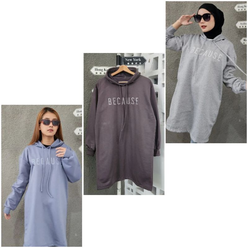 Be your self long sweater hoddie wanita/sweater panjang cewe/sweater topi remaja