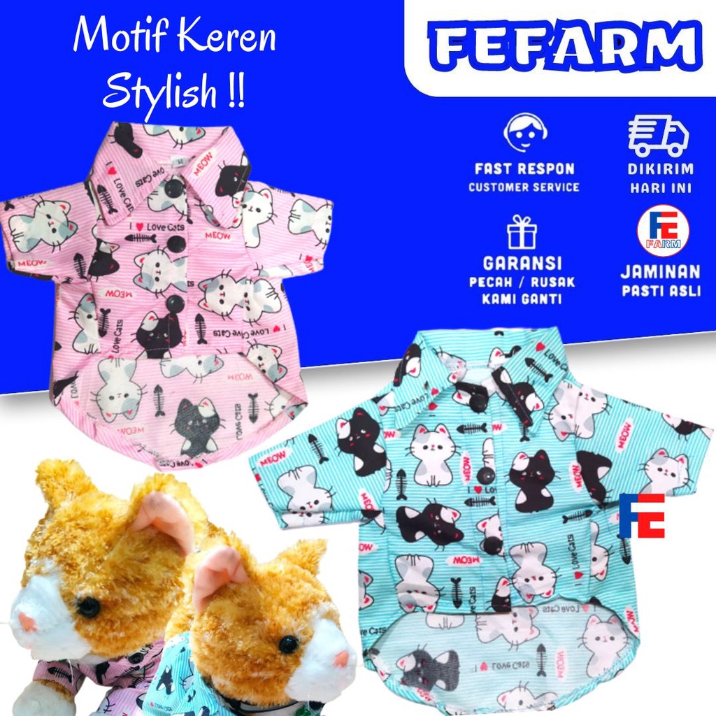 Baju Kucing Anjing Murah Lucu Aksesoris Pakaian Hewan Bagus Kemeja Untuk Kostum Besar Kecil Kitten Cat Shirt FEFARM