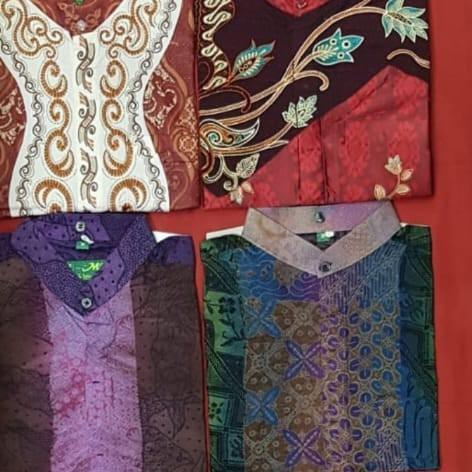 baju muslim pria batik koko almia al-mia panjang pendek original obral - Batik Pendek, S