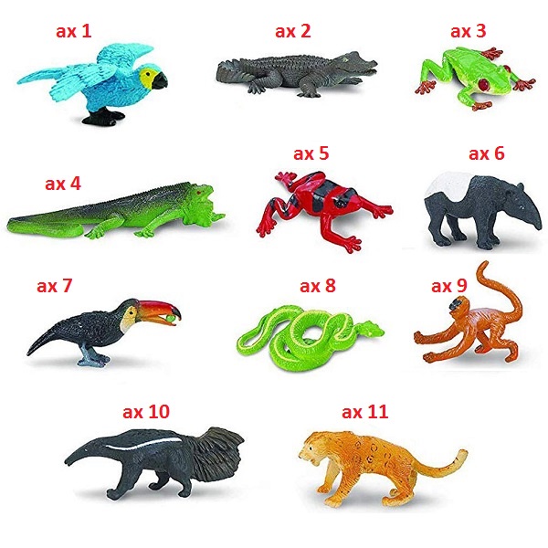 Mainan Binatang Miniatur Hewan Hujan Tropis Tapir Iguana Leopard Monyet Animal Figure ax0