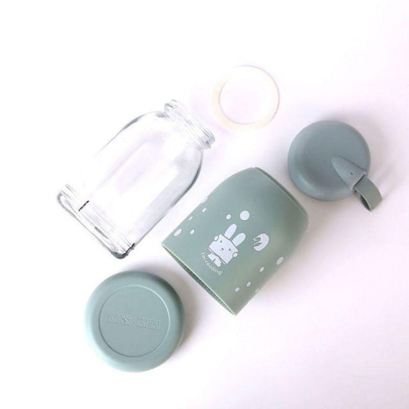 RY - Botol minum kopi teh susu / botol kaca mini kelinci 330 ML / Botol mini tumbler lucu anak dewasa-7