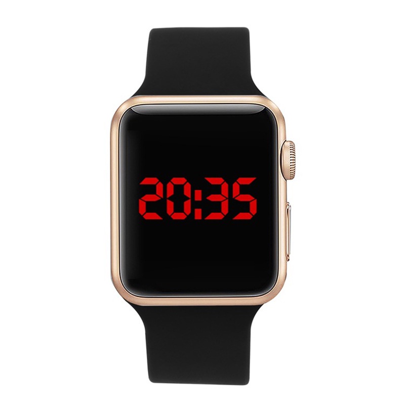 【KOK】✅COD Jam Tangan Couple Tahan Air Cerdas LED Watch Elektronik  Jam tangan LED mewah anti air untuk pelajar 1 PC-Emas hitam-mawar
