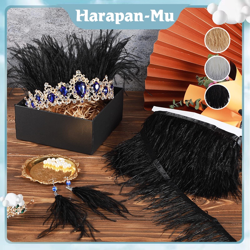 1 Meter Bulu Ostrich Bulu Ostrich Mewah Feather Pendek Ostrich Fur Peryard Bulu Ostrich Tebal