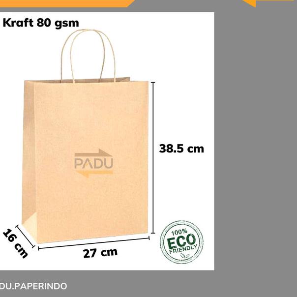 

Grocery Bag + Tali 27x16x38.5 cm - SOS Paper Bag / Kantong Belanja