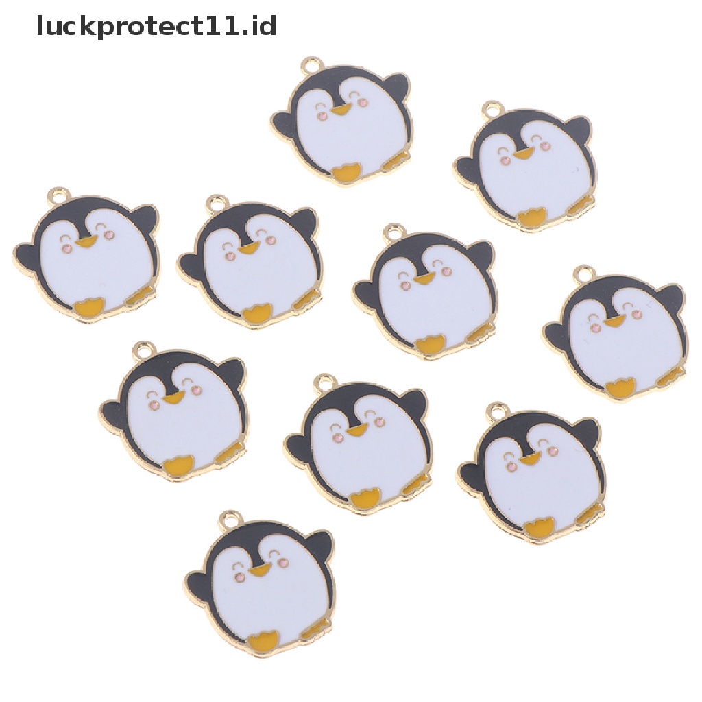 10pcs / set Liontin enamel Bentuk Kartun penguin Untuk Membuat Perhiasan