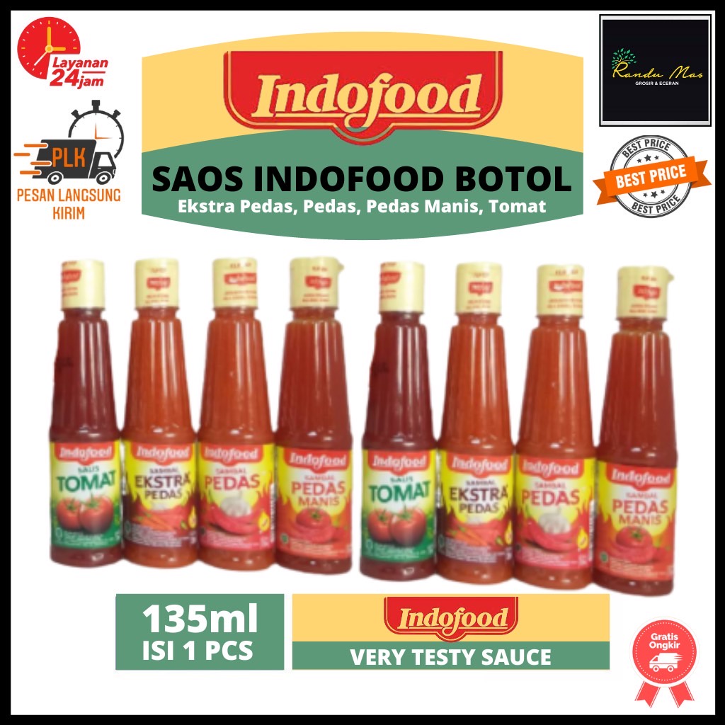 Saus Sambal Indofood Kemasan Botol Kecil 135ml Semua Varian Rasa Best Seller