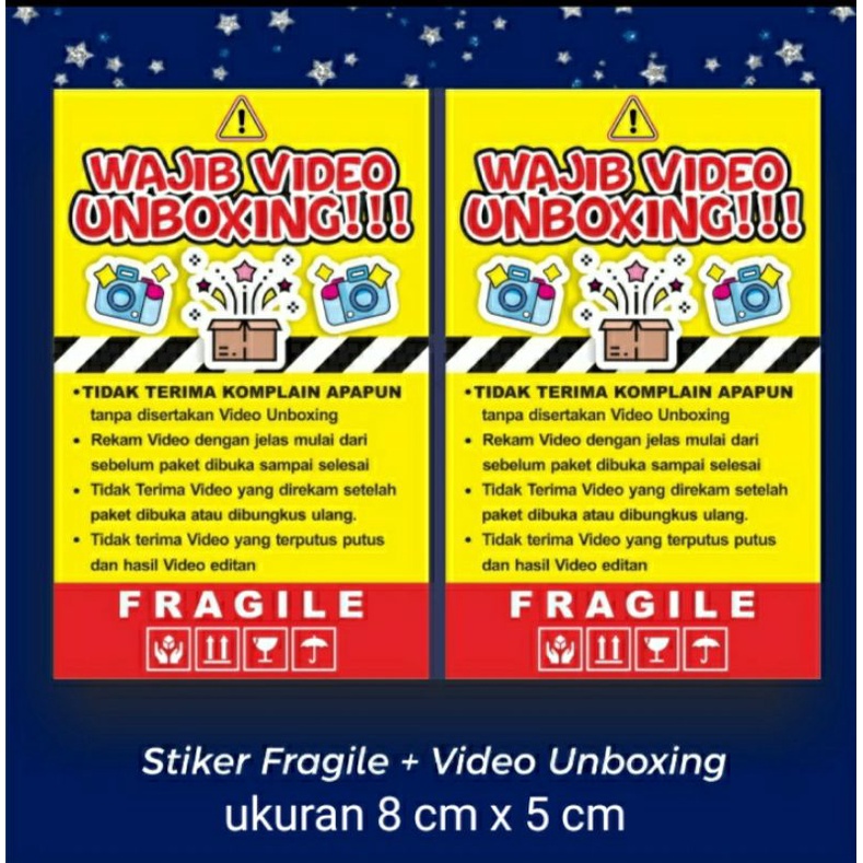 

Stiker label fragile wajib video unboxing (isi 100 pcs)