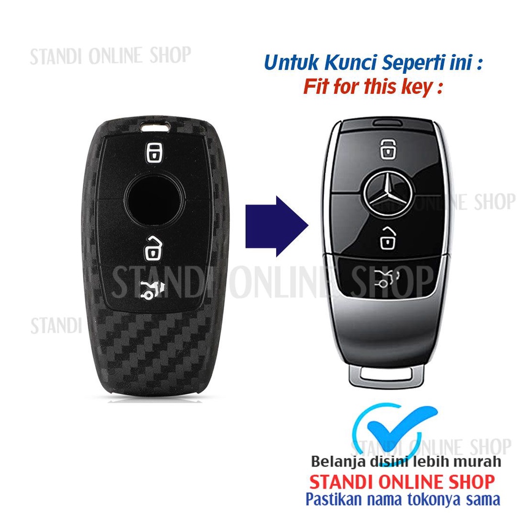 Sarung Kunci Silikon Remote Cover Carbon Smartkey Mercedes Benz New