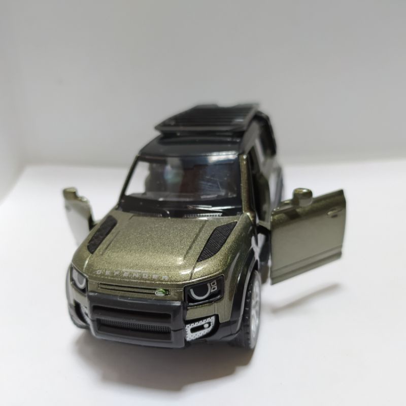 diecast apolo mobil land rover defender 110 green army skala 1:43