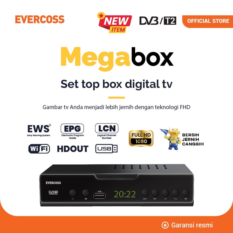 Trend-SET TOP BOX DVB-T2 EVERCOSS PENERIMA SIARAN TV DIGITAL ORIGINAL