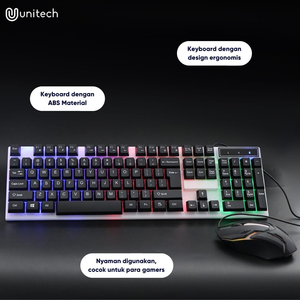 Keyboard Mouse Combo Unitech K518 RGB LED USB