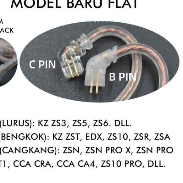 KZ Kabel Cable OFC Flat with Mic Upgrade KZ Type C ZEX ZSN PRO X DQ6 - Brown OFC Pin C